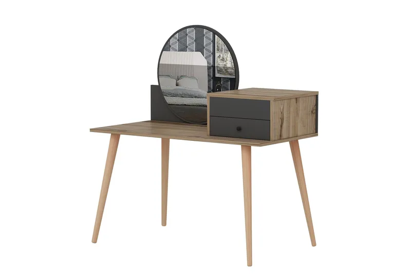 Straat Sminkbord 120x96 cm Svart/Brun - Hanah Home - Möbler - Bord & matgrupp - Sminkbord & toalettbord