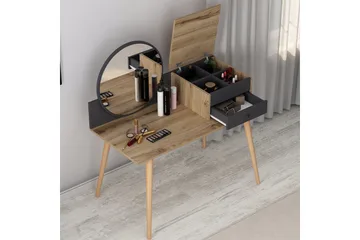 Straat Sminkbord 120x96 cm Svart/Brun - Hanah Home - Möbler - Bord & matgrupp - Sminkbord & toalettbord