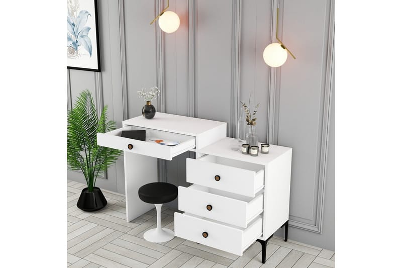 Ameias Sminkbord 124x84,7 cm Vit - Hanah Home - Möbler - Bord & matgrupp - Sminkbord & toalettbord