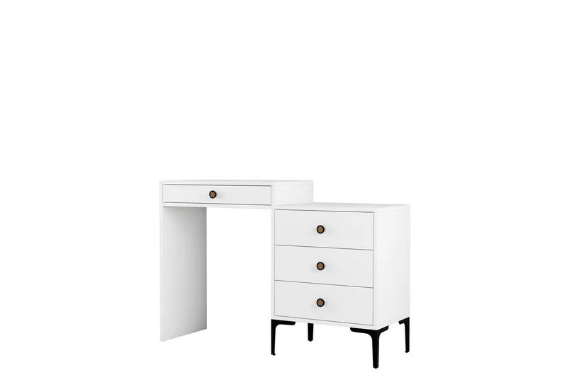 Ameias Sminkbord 124x84,7 cm Vit, Hanah Home