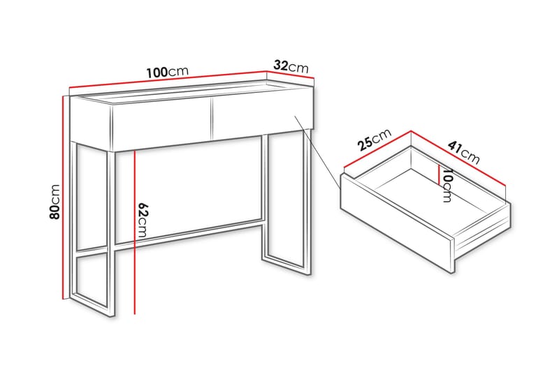Amelus Sminkbord 100 cm - Brun - Möbler - Bord & matgrupp - Sminkbord & toalettbord