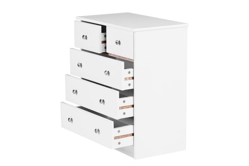 Byrå Wohnling med 5 lådor klassisk modern stil Vit - Vit - Möbler - Bord & matgrupp - Sminkbord & toalettbord