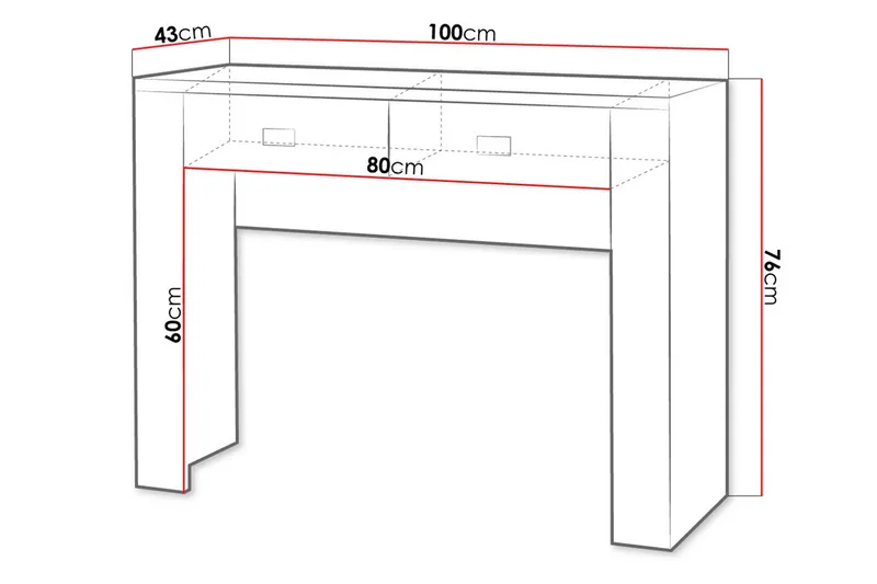 Cezar Sminkbord 100 cm med Förvaring i Trä med Ekutseende - Ek - Möbler - Bord & matgrupp - Sminkbord & toalettbord