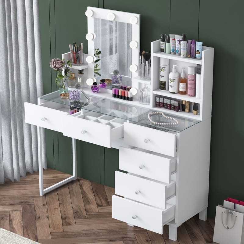 Jornes Sminkbord 120x136,8x40 cm - Vit - Möbler - Bord & matgrupp - Sminkbord & toalettbord