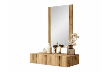 Juniskär svävande sminkbord med vägghängd spegel - 80x42 Ek - Brun - Möbler - Bord & matgrupp - Sminkbord & toalettbord - Sminkbord med spegel