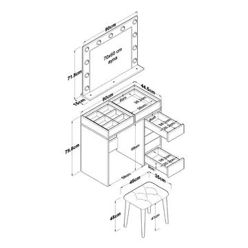 Kaolins Sminkbord 90x79,8x44,5 cm - Vit - Möbler - Bord & matgrupp - Sminkbord & toalettbord