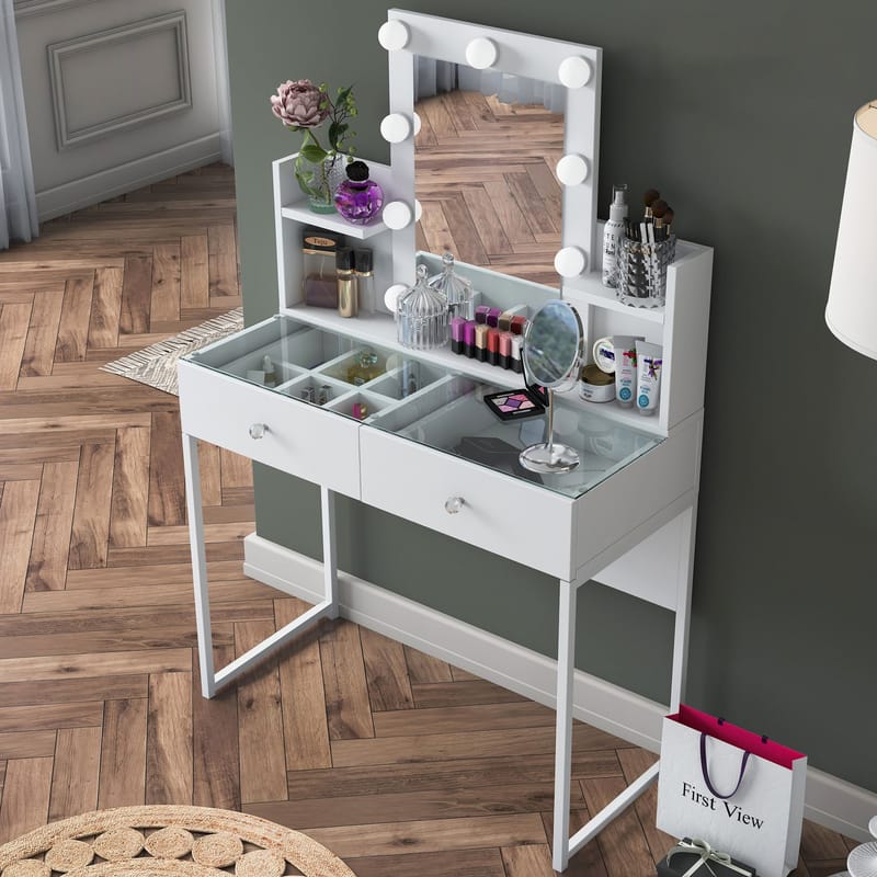 Keldan Sminkbord 90x136,8x40 cm - Vit - Möbler - Bord & matgrupp - Sminkbord & toalettbord