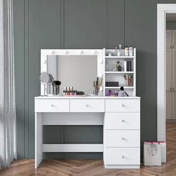 Lorvik Sminkbord 110x141,8x40 cm - Vit - Möbler - Bord & matgrupp - Sminkbord & toalettbord