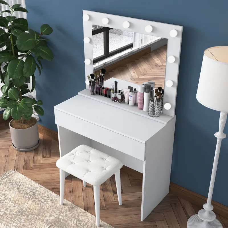 Matlerd Sminkbord 90x76,8x45 cm - Vit - Möbler - Bord & matgrupp - Sminkbord & toalettbord
