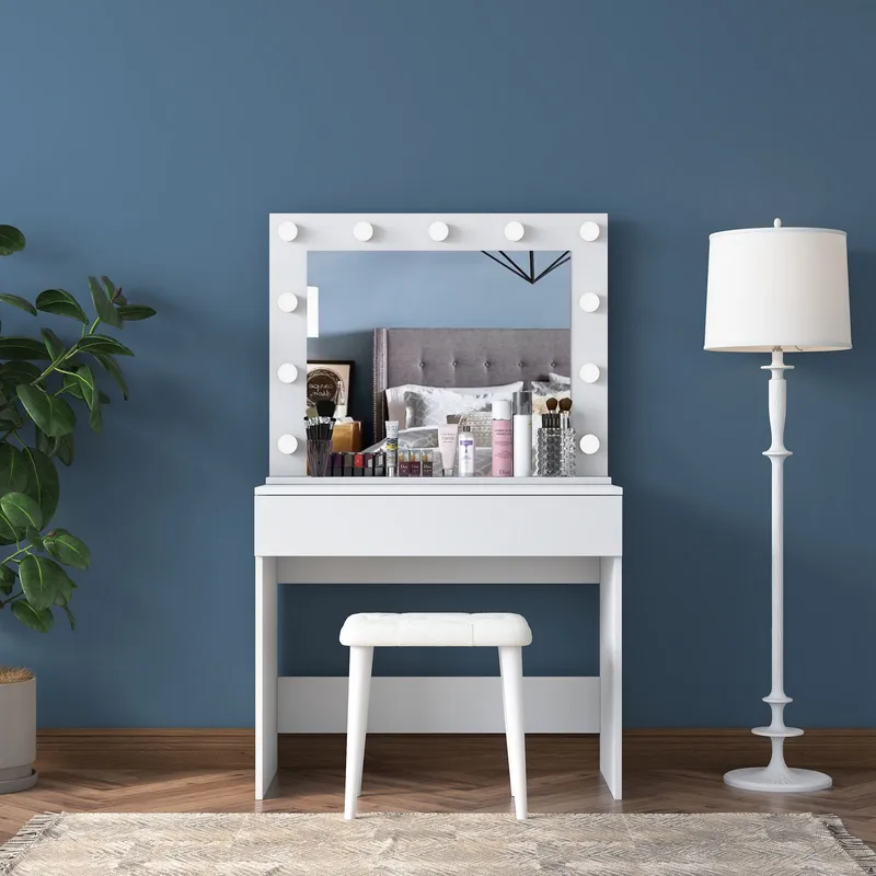 Matlerd Sminkbord 90x76,8x45 cm - Vit - Möbler - Bord & matgrupp - Sminkbord & toalettbord