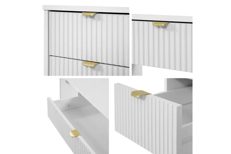 Novaj Sminkbord Med förvaring 55 cm djup 120 cm bred - Vit / Mässing Handtag - Möbler - Bord & matgrupp - Sminkbord & toalettbord