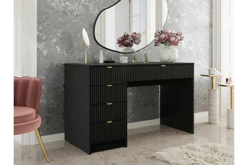 Novaj Sminkbord med lådor 120x55 cm - Svart / Mässing - Möbler - Bord & matgrupp - Sminkbord & toalettbord