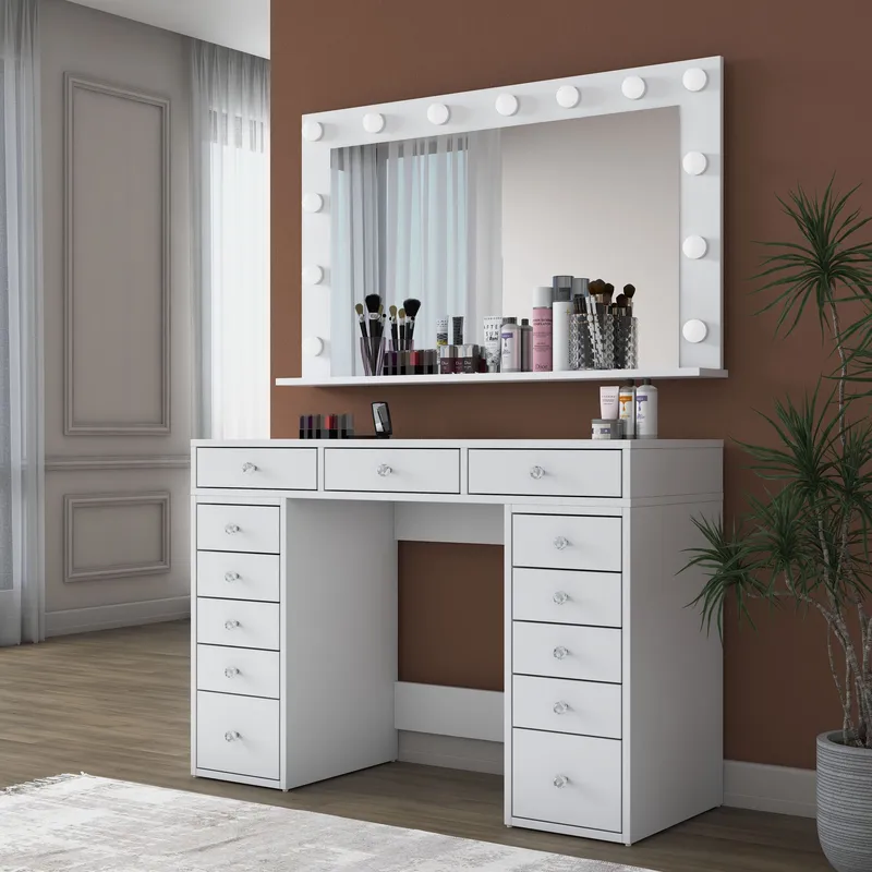 Pervik Sminkbord 120x81,6x44,5 cm - Vit, kallvit - Möbler - Bord & matgrupp - Sminkbord & toalettbord