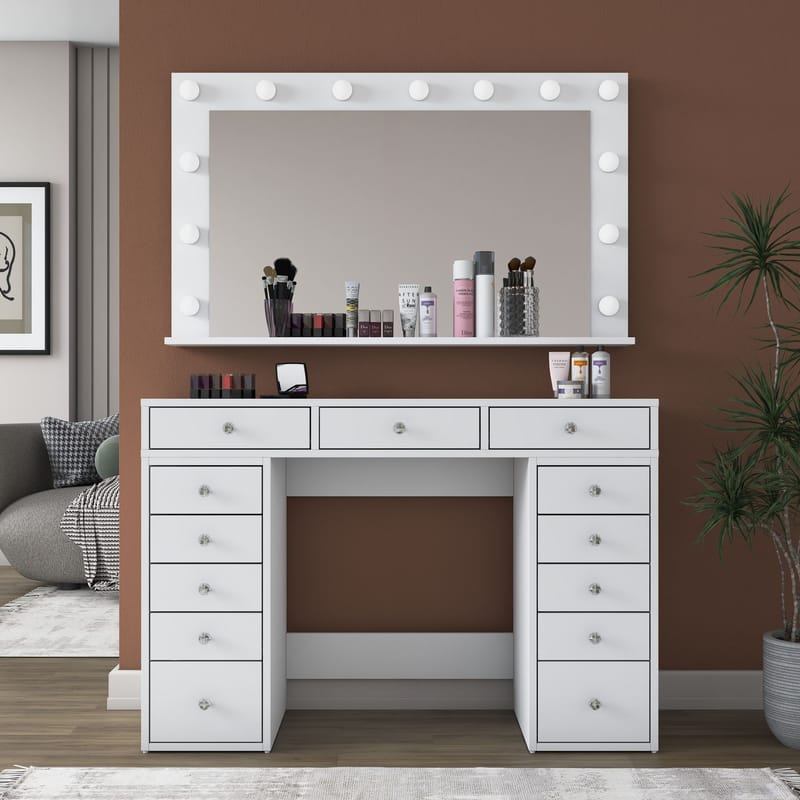 Pervik Sminkbord 120x81,6x44,5 cm - Vit, kallvit - Möbler - Bord & matgrupp - Sminkbord & toalettbord