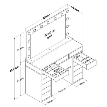 Pervik Sminkbord 120x81,6x44,5 cm - Vit, kallvit - Möbler - Bord & matgrupp - Sminkbord & toalettbord