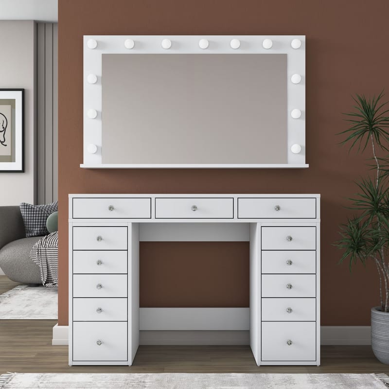 Pervik Sminkbord 120x81,6x44,5 cm - Vit, kallvit - Möbler - Bord & matgrupp - Sminkbord & toalettbord