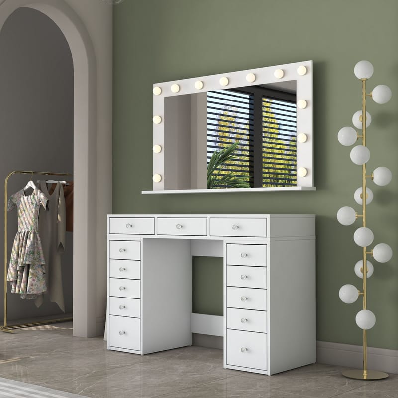Pervik Sminkbord 120x81,6x44,5 cm - Vit, varmvit - Möbler - Bord & matgrupp - Sminkbord & toalettbord