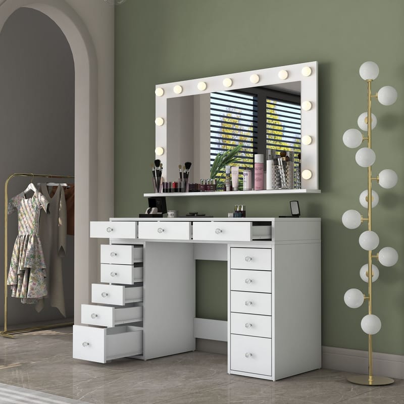 Pervik Sminkbord 120x81,6x44,5 cm - Vit, varmvit - Möbler - Bord & matgrupp - Sminkbord & toalettbord