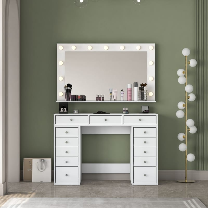 Pervik Sminkbord 120x81,6x44,5 cm - Vit, varmvit - Möbler - Bord & matgrupp - Sminkbord & toalettbord
