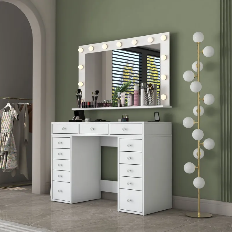 Pervik Sminkbord 120x81,6x44,5 cm - Vit, varmvit - Möbler - Bord & matgrupp - Sminkbord & toalettbord