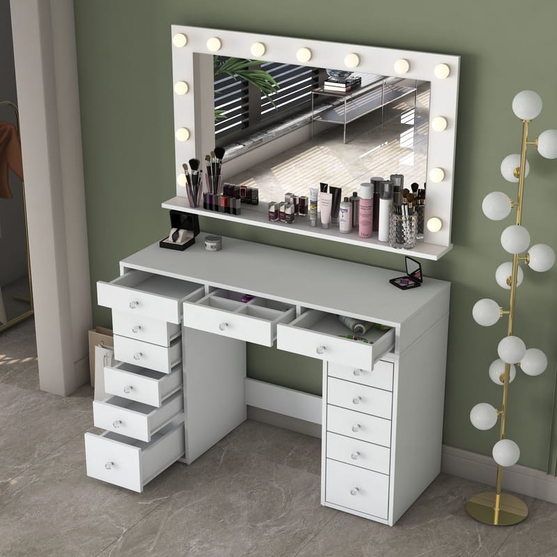 Pervik Sminkbord 120x81,6x44,5 cm - Vit, varmvit - Möbler - Bord & matgrupp - Sminkbord & toalettbord