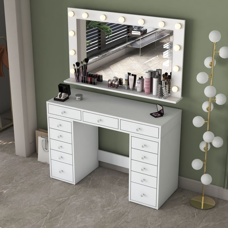 Pervik Sminkbord 120x81,6x44,5 cm - Vit, varmvit - Möbler - Bord & matgrupp - Sminkbord & toalettbord