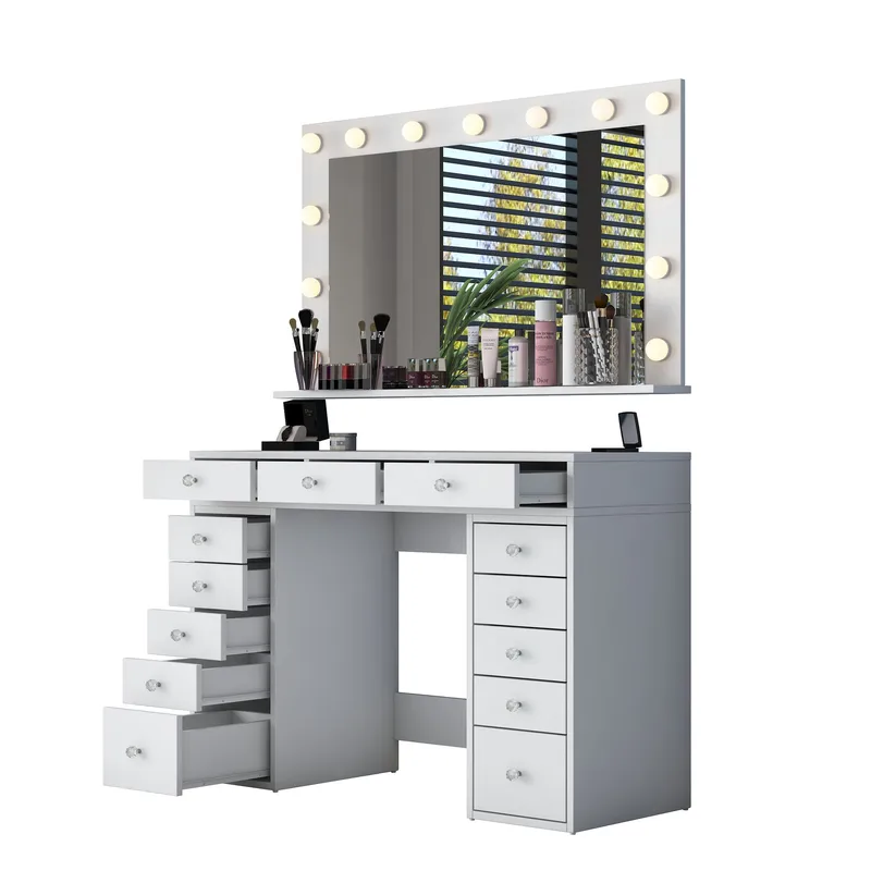 Pervik Sminkbord 120x81,6x44,5 cm, Vit, varmvit