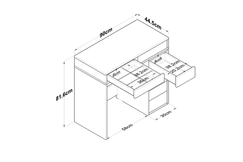 Ramender Sminkbord 90 cm - Vit - Möbler - Bord & matgrupp - Sminkbord & toalettbord