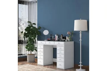 Ramender Sminkbord med förvaring Bordsskiva Glas 120 cm - Vit - Möbler - Bord & matgrupp - Sminkbord & toalettbord