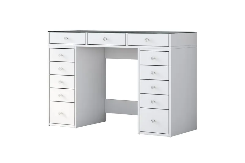 Ramender Sminkbord med förvaring Bordsskiva Glas 120 cm - Vit - Möbler - Bord & matgrupp - Sminkbord & toalettbord