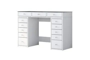 Ramender Sminkbord med förvaring Bordsskiva Glas 120 cm - Vit - Möbler - Bord & matgrupp - Sminkbord & toalettbord