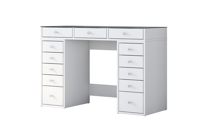 Ramender Sminkbord med förvaring Bordsskiva Glas 120 cm - Vit - Möbler - Bord & matgrupp - Sminkbord & toalettbord