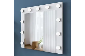 Ramender Stort Sminkbord med spegel och lampor med förvaring - Glas / Vit - Möbler - Bord & matgrupp - Sminkbord & toalettbord