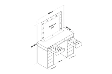 Ramender Stort Sminkbord med spegel och lampor med förvaring - Vit - Möbler - Bord & matgrupp - Sminkbord & toalettbord