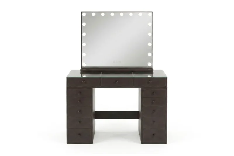 Sminkbord Basic Home Glow 120 cm med Glow Sminkspegel 80 cm Brun
