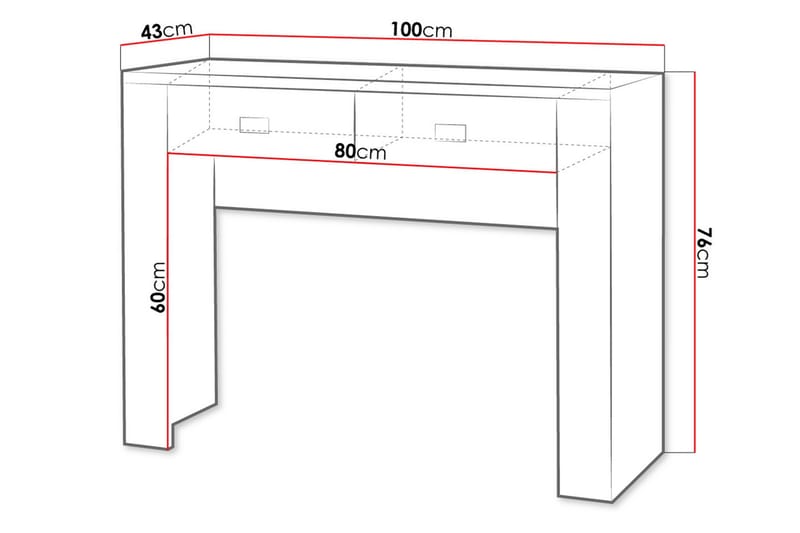 Sminkbord Cezar 100x43x76 cm - Beige/Grå - Möbler - Bord & matgrupp - Sminkbord & toalettbord