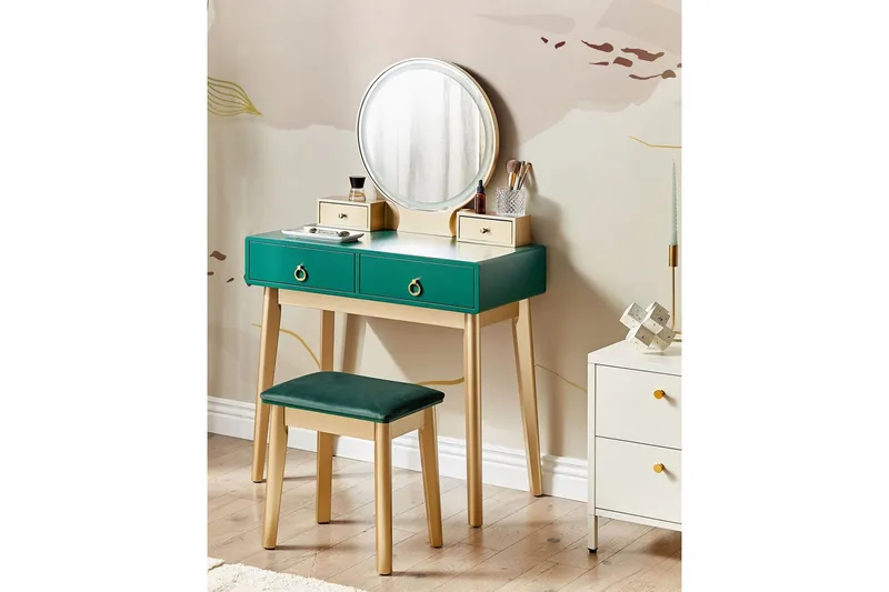Sminkbord Fedry Grön, guld - Grön, guld - Möbler - Bord & matgrupp - Sminkbord & toalettbord