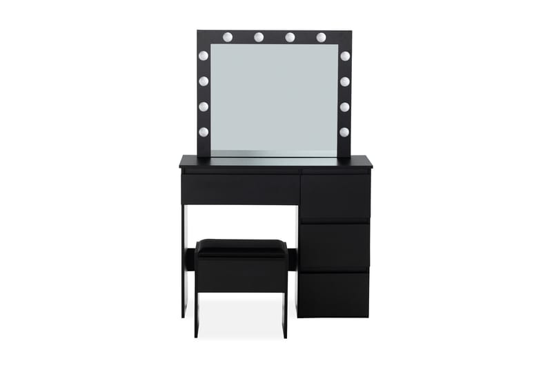 Sminkbord Lycke 140 cm med LED Belysning - Svart - Sminkbord med spegel - Sminkbord med lampor - Sminkbord & toalettbord
