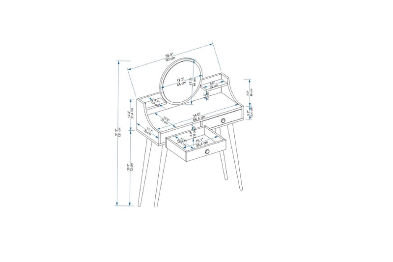 Sminkbord Mamt 90 cm - Vit - Möbler - Bord & matgrupp - Sminkbord & toalettbord