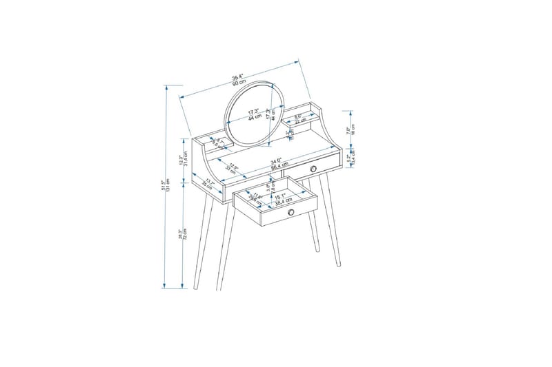 Sminkbord Mamt 90 cm - Vit - Sminkbord & toalettbord