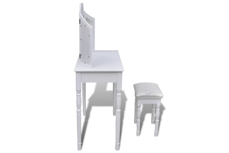 Sminkbord med 3-i-1 spegel och pall 2 lådor vit - Vit - Sminkbord & toalettbord