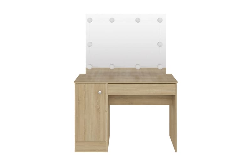 Sminkbord med LED-belysning 110x55x145 cm MDF ek - Brun - Sminkbord & toalettbord - Sminkbord med lampor