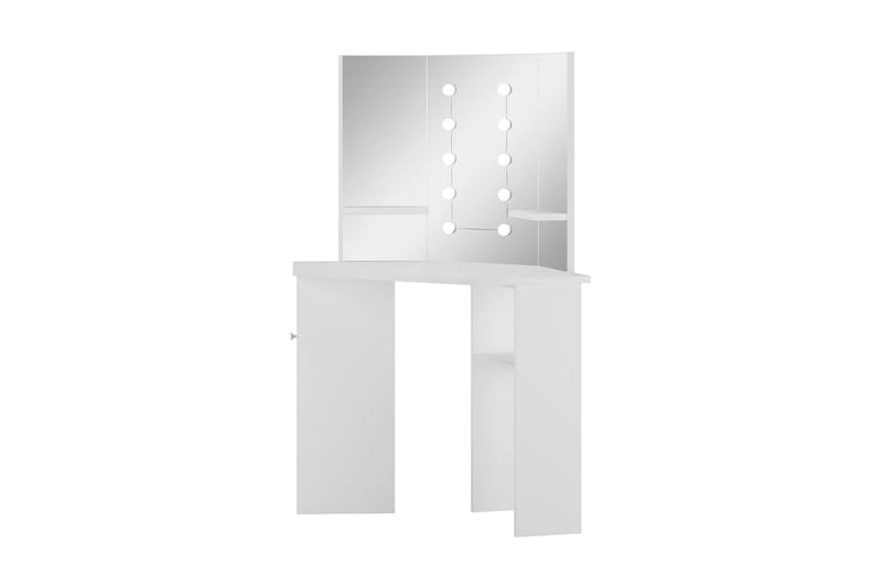 Sminkbord med LED-lampor hörn vit - Vit - Sminkbord & toalettbord - Sminkbord med lampor
