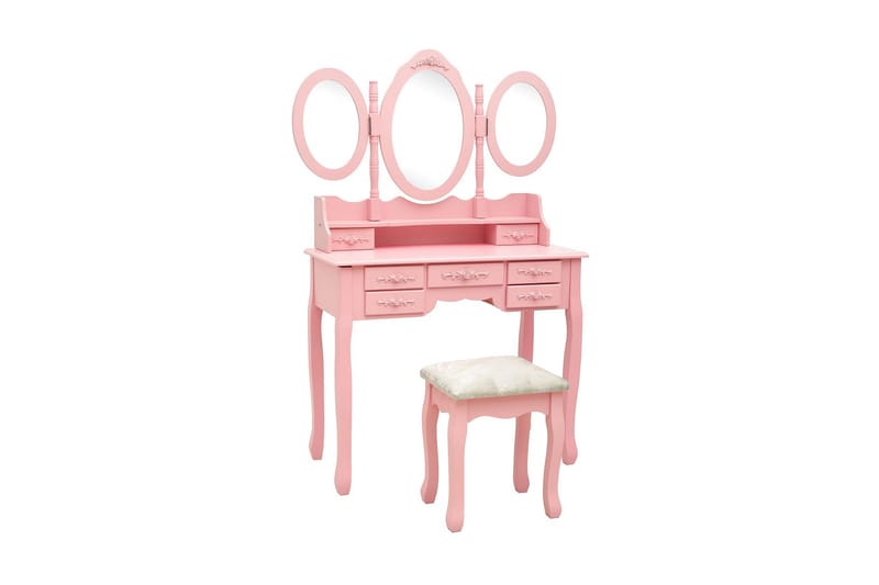 Sminkbord med pall och 3 speglar rosa - Rosa - Sminkbord barn - Sminkbord & toalettbord
