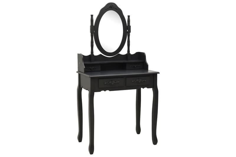 Sminkbord med pall svart 75x69x140 cm paulowniaträ - Svart - Sminkbord & toalettbord