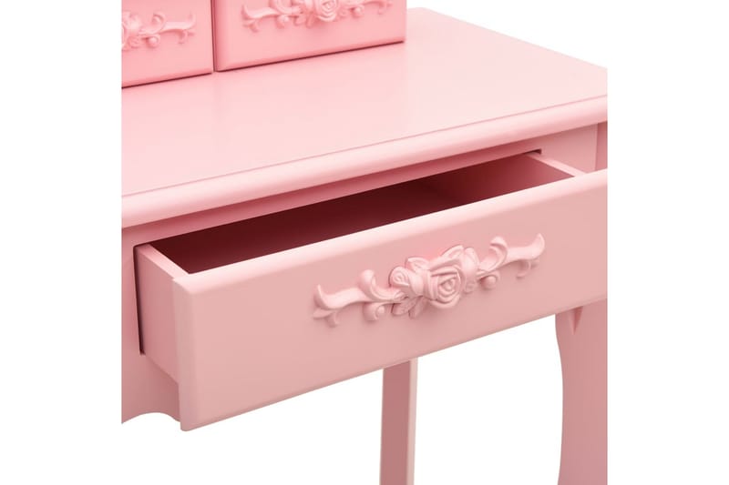 Sminkbord med pall rosa 50x59x136 cm paulowniaträ - Rosa - Sminkbord barn - Sminkbord & toalettbord
