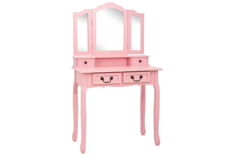 Sminkbord med pall rosa 80x69x141 cm paulowniaträ - Rosa - Sminkbord barn - Sminkbord & toalettbord