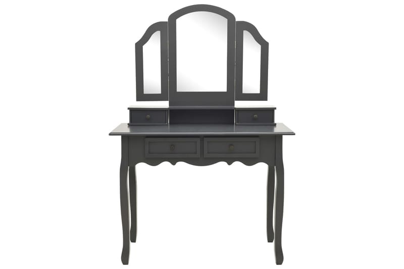 Sminkbord med pall grå 100x40x146 cm paulowniaträ - Grå - Sminkbord & toalettbord