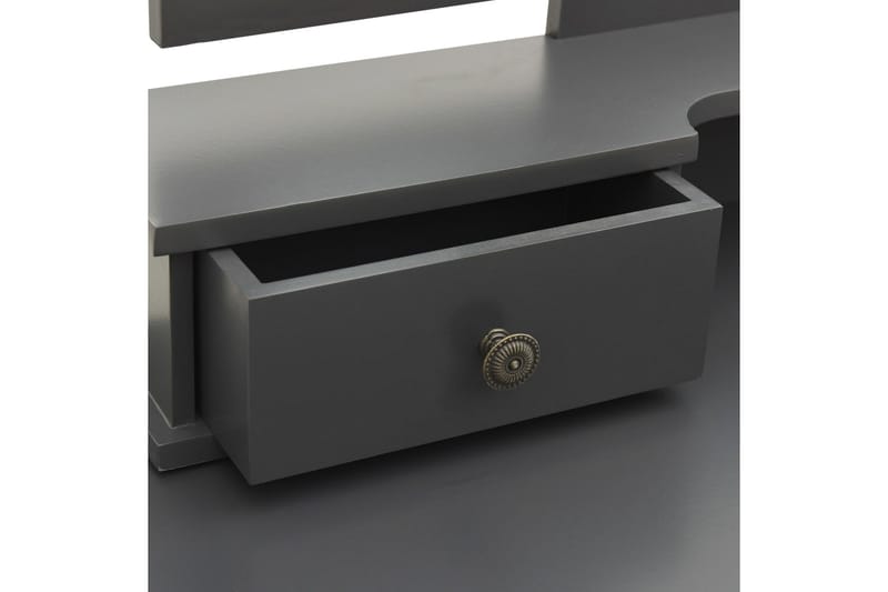 Sminkbord med pall grå 100x40x146 cm paulowniaträ - Grå - Sminkbord & toalettbord