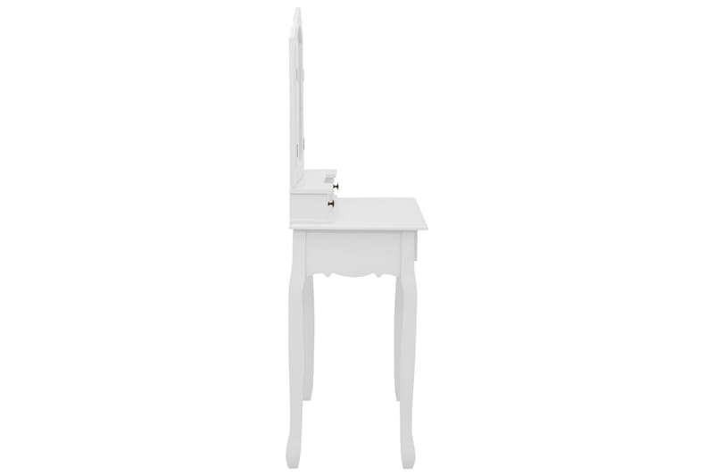 Sminkbord med pall vit 80x69x141 cm paulowniaträ - Vit - Sminkbord & toalettbord